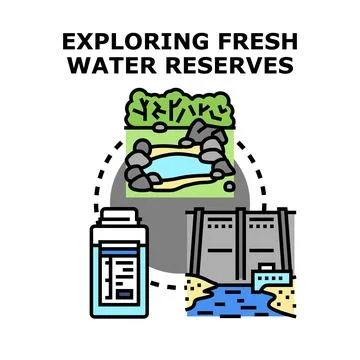 Exploring fresh drinking water reserves and resources Illustrazione stock