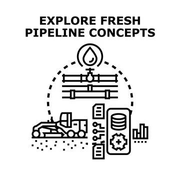 Exploring fresh pipeline concepts and digital infrastructure development Stock Illustration