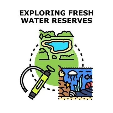 Exploring fresh water resources and ecology scientific investigation Illustrazione stock