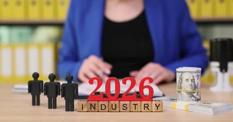 Exploring the future of industry and finance with projections for 2026 Stock Footage 320184491