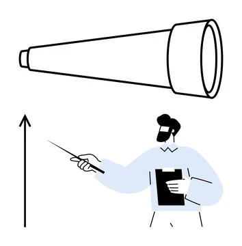 Exploring Future Possibilities Vision and Direction with a Telescope and Guid Stock Illustration