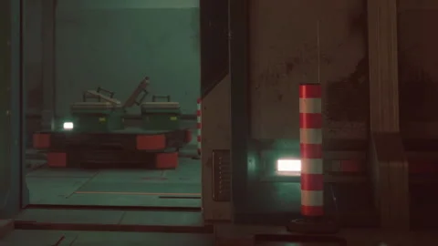 Exploring a Futuristic Cargo Bay Filled With Intriguing Technology Stock Footage 344952390