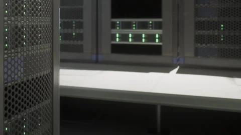 Exploring the Futuristic Design of a High Tech Data Center Stock Footage 348114111