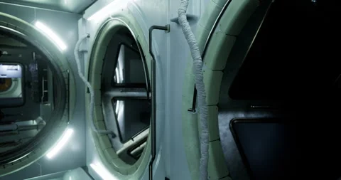 Exploring a futuristic spacecraft with glowing tech and details 스톡 동영상 311810238
