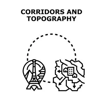 Exploring geographic corridors and topographic land features icon Illustrazione stock