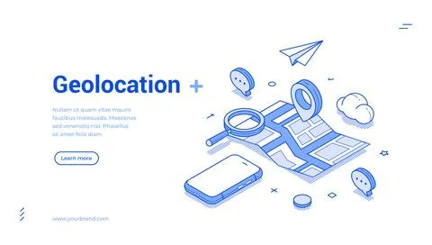 Exploring geolocation concepts through modern isometric design and vector i.. Illustrazione stock