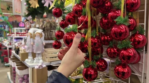 Exploring Gleaming Red Holiday Ornaments Stock Footage 256236524