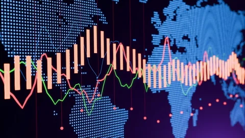 Exploring global market trends through interactive data visualization Stock Footage 321957903