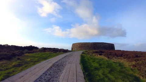 Exploring Grianan of Aileach Ring fort Stock Footage 104471225