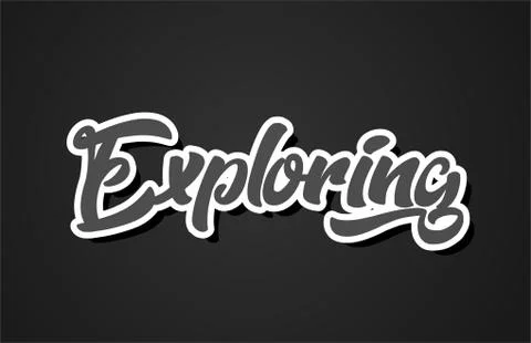 Exploring hand writing word text typography design logo icon Stock Illustration