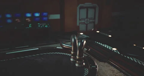 Exploring a high tech futuristic control room Stock Footage 320264189