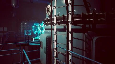 Exploring a high tech lab with glowing, advanced equipment Stock Illustration