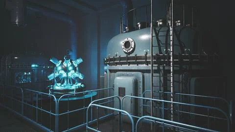 Exploring a high tech lab with glowing equipment Stock Illustration