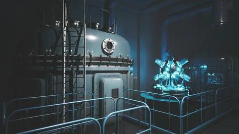 Exploring a high tech lab with glowing advanced equipment Stock Illustration