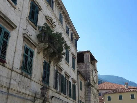 Exploring the Historic Architecture of Old Town Kotor in Montenegro Under C.. Stock Photos