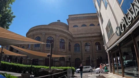 Exploring the historic theater in Palermo Video stock 285592193