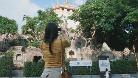Exploring Historical Architecture in a Lush Environment Stock Footage 314637693