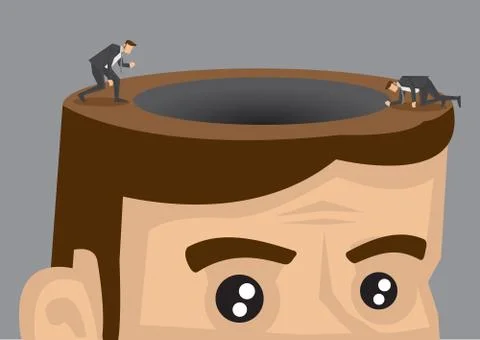 Exploring Human Brain Vector Cartoon Illustration Stock Illustration