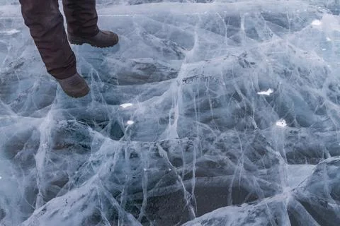 Exploring the ice surface on the Great Slave Lake in Northwest Territories Stock-Fotos