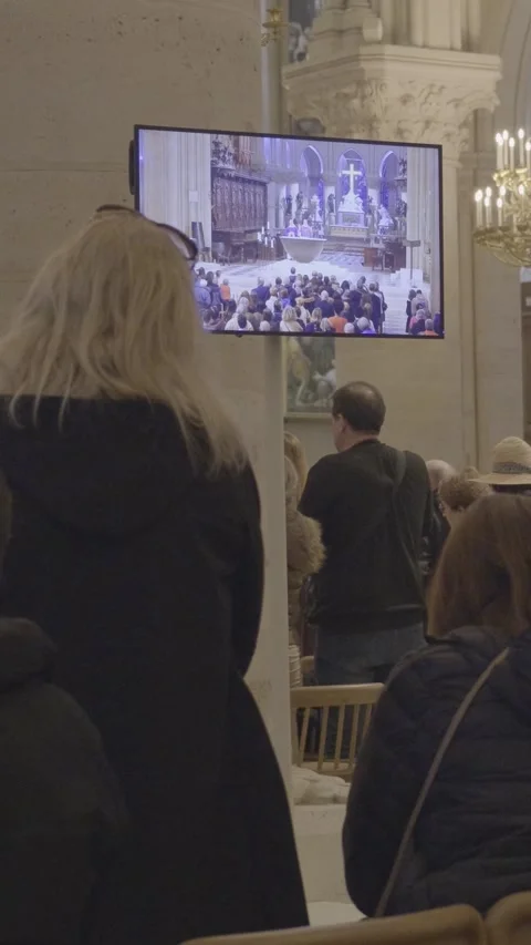 Exploring the Iconic Interior of Notre Dame Cathedral Stock Footage 318590031