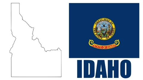 Exploring Idaho: State Mapand Flag on a white background Stock Footage 322004984