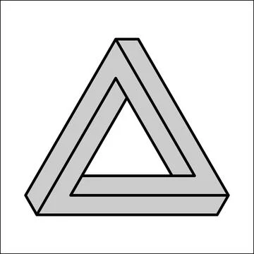 Exploring the Impossible Penrose Triangle Ilustração Stock