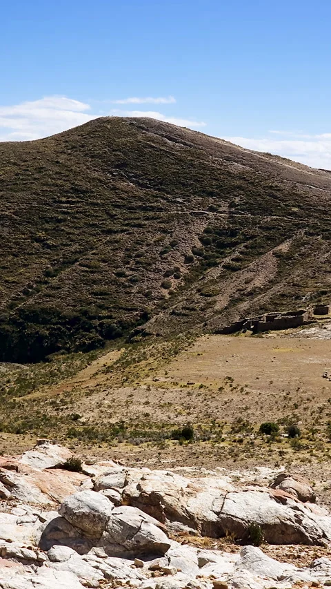Exploring the Inca Labyrinth: Sacred Sites on Isla del Sol's North End Stock Footage 315494479