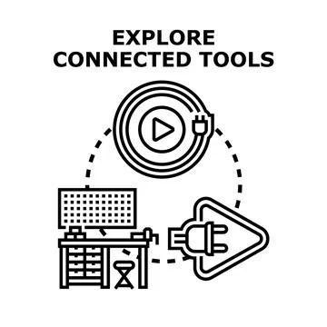 Exploring interconnected tools and smart device integration イラスト素材