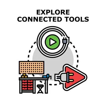 Exploring interconnected tools and smart device integration 스톡 일러스트