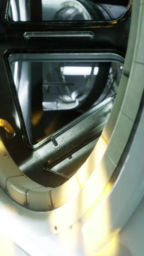 Exploring the interior corridors of the international space station Stock Footage 317759818