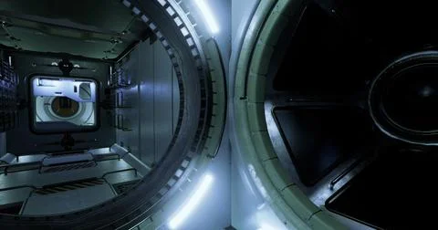 Exploring the interior design of a futuristic spacecraft Stock Illustration