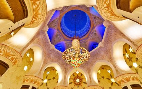Exploring the interior design of Sheikh Zayed Grand Mosque Stock Photos