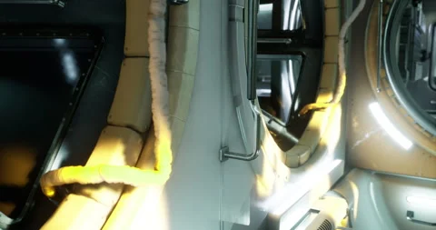 Exploring the Interior of the International Space Station Module Stock Footage 318679065
