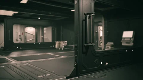 Exploring the interior of a modern space station during a research mission Stock Footage 312383374