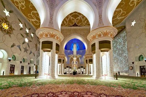 Exploring the interior of Sheikh Zayed Grand Mosque in Abu Dhabi Stock Photos