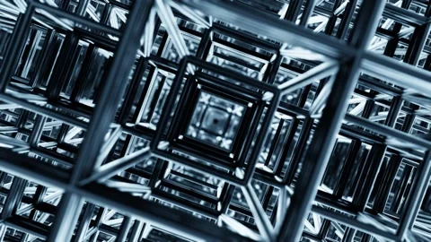Exploring an intricate 3D cube structure with mesmerizing patterns and textures Stock Footage 294025700