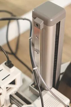 Exploring the intricate details of a 3D printer during its operation 写真素材