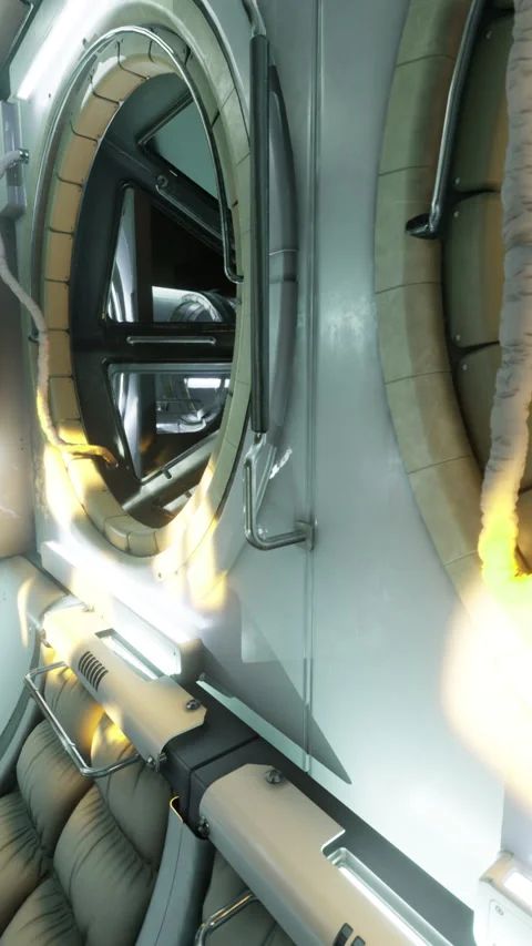 Exploring the intricate interior of the International Space Station module Stock Footage 324500134