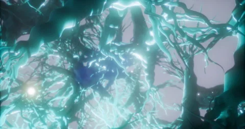 Exploring the intricate network of neurons illuminated by electric energy Stock Footage 317055093