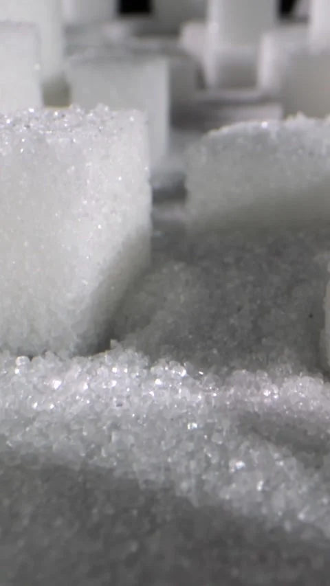 Exploring the intricate patterns and textures of sugar cubes in a creative Stock Footage 320178235