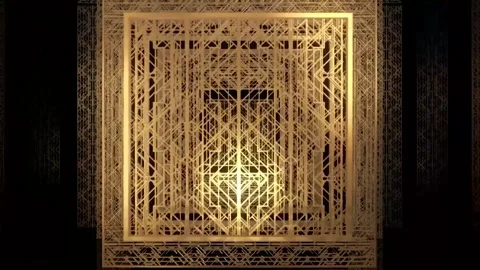 Exploring intricate patterns in a golden abstract design Stock Footage 320388118