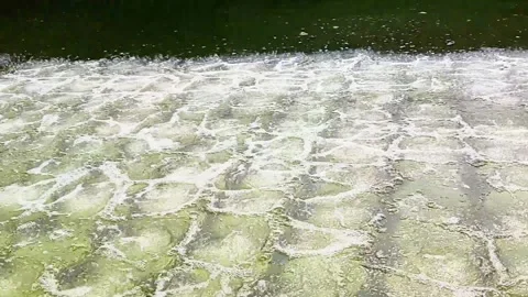 Exploring the Intricate Process of Water Aeration in an Aeration Tank Stock Footage 345427117