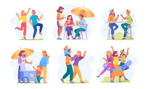 Exploring the Joyful Moments of Connection and Celebration in Our Everyday Life Stock Illustration