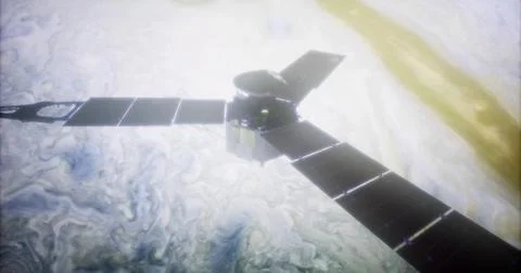 Exploring junos flyby as it studies jupiter and its atmosphere in detail Stock Illustration