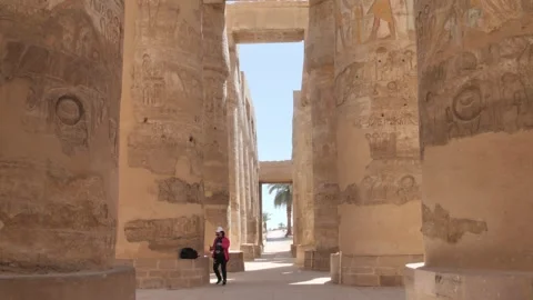 Exploring the Karnak Temple Stock Footage 270576811