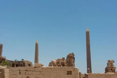 Exploring Karnak Temples Ancient Ruins and Towering Obelisks in Luxor Stock Photos