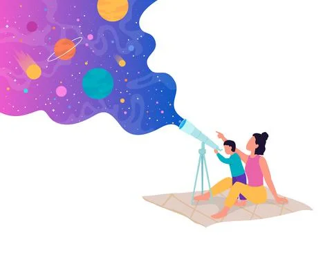 Exploring with kids flat color vector faceless character Stock Illustration