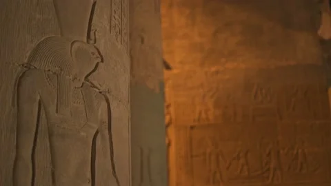 Exploring Kom Ombo Temple and Hieroglyphs in Egypt at Night Video stock 234575515