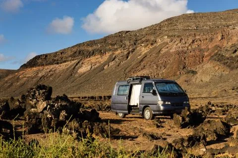 Exploring Lanzarote with a camper van Stock Photos