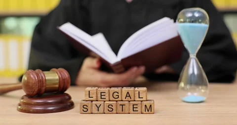 Exploring the legal system with a gavel, time, and knowledge in a learning space Stock Footage 320632553